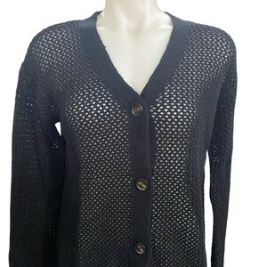 Black Knit Button-Up Sweater girls size 18/20